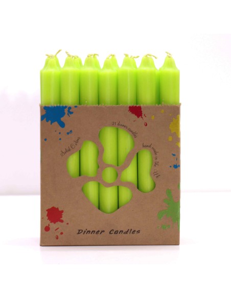 Lot de bougies de table – Vert lime rustique (21 pièces)