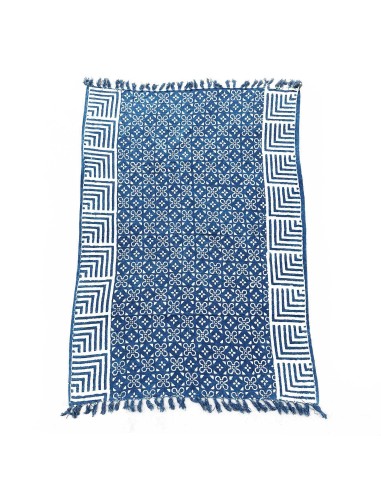 Plaid indigo artisanal – Motifs Kasba