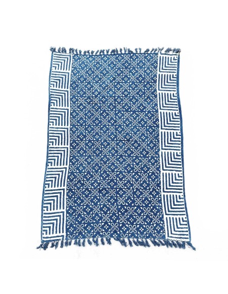 Plaid indigo artisanal – Motifs Kasba