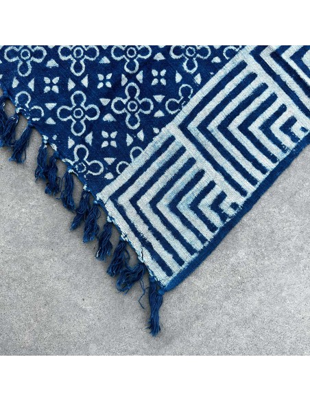Plaid indigo artisanal – Motifs Kasba