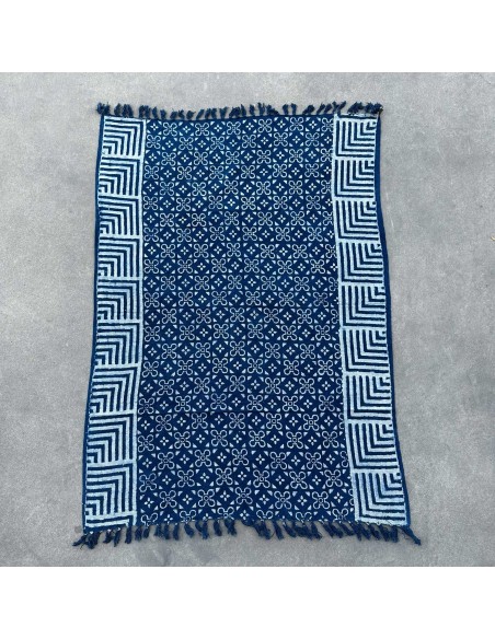 Plaid indigo artisanal – Motifs Kasba