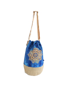 Sac à dos naturel effet lavé – Bleu, mandala