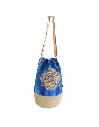 Sac à dos naturel effet lavé – Bleu, mandala