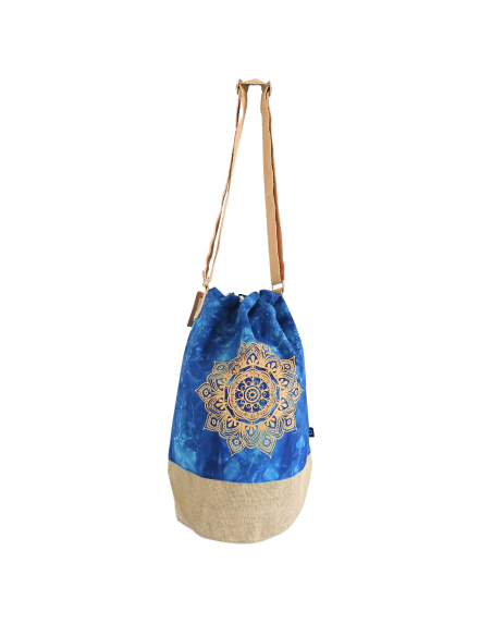 Sac à dos naturel effet lavé – Bleu, mandala