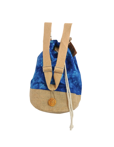 Sac à dos naturel effet lavé – Bleu, mandala