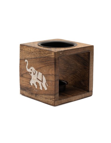Brûle-parfum en bois de manguier – Éléphant zen