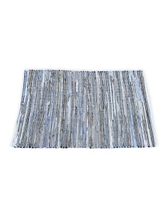Grand tapis jute & coton recyclé – Bleu calme