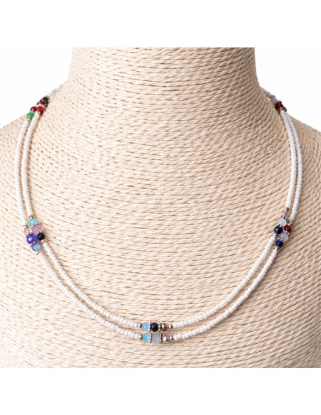 Collier népalais double rang – Howlite blanche