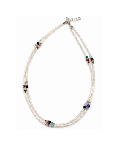 Collier népalais double rang – Howlite blanche