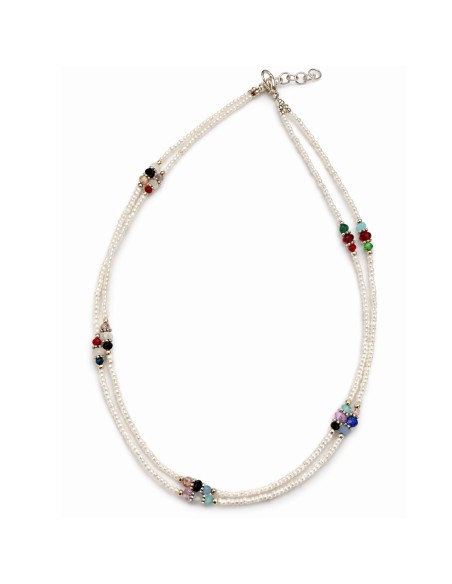 Collier népalais double rang – Howlite blanche