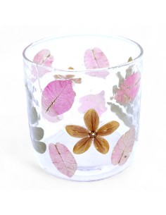 Photophore droit en verre floral naturel – Printemps