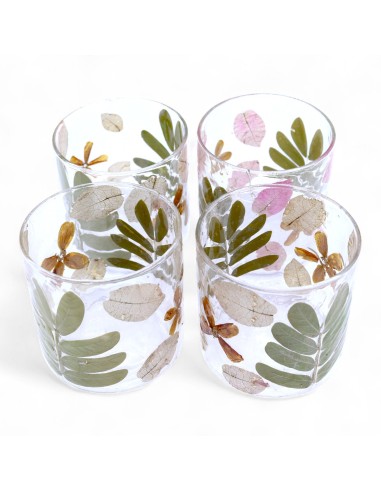 Photophore droit en verre floral naturel – Printemps