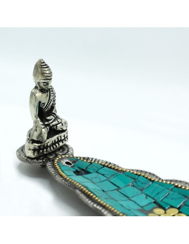 Porte?encens tibétain décoratif – Feuille longue Bouddha