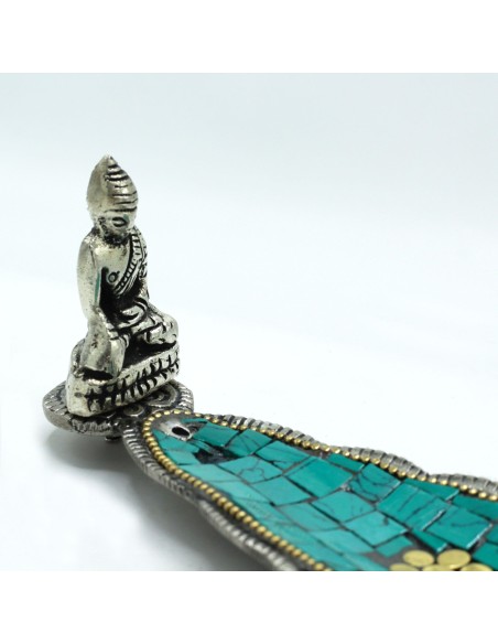 Porte?encens tibétain décoratif – Feuille longue Bouddha