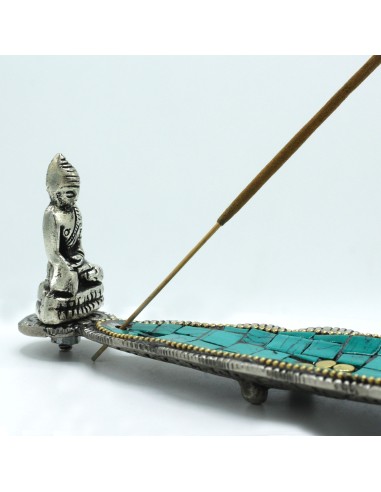 Porte?encens tibétain décoratif – Feuille longue Bouddha