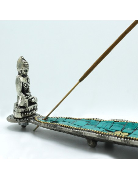 Porte?encens tibétain décoratif – Feuille longue Bouddha