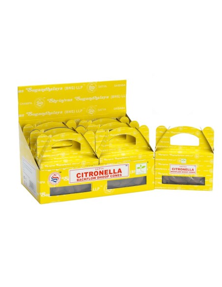 Cônes d’encens à reflux Satya – Citronnelle (boîte de 24)