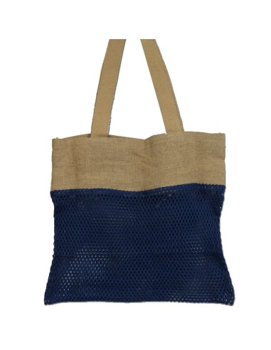 Grand sac filet en jute & coton – Denim