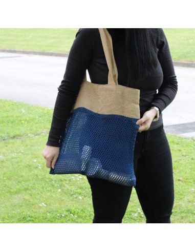 Grand sac filet en jute & coton – Denim