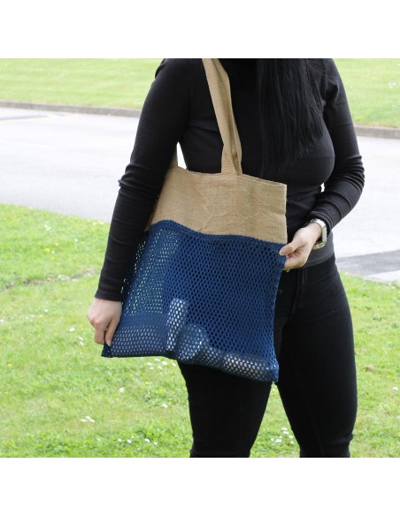 Grand sac filet en jute & coton – Denim