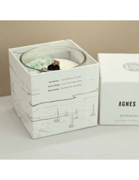 Agnes + Cat – Bougie botanique en cire de soja « Sel marin & mousse »