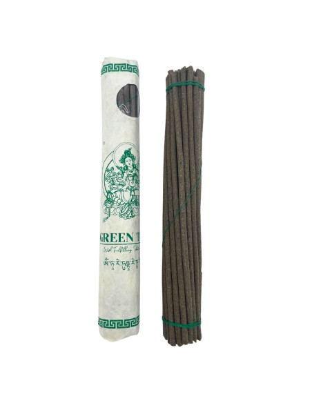Encens tibétain premium roulé – Tara verte (30 bâtonnets)