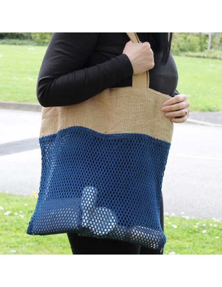 Grand sac filet en jute & coton – Noir