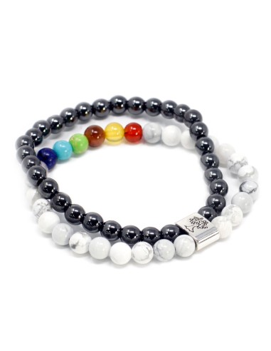 Bracelet magnétique chakras – Howlite blanche