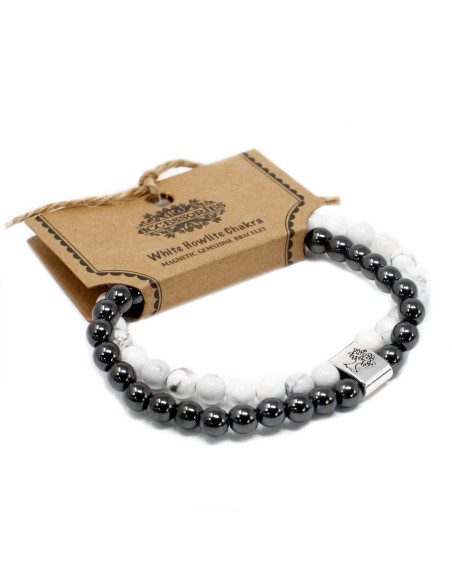 Bracelet magnétique chakras – Howlite blanche