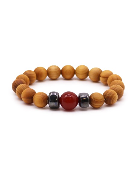 Bracelet cèdre & jaspe rouge – Chakra racine