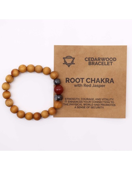Bracelet cèdre & jaspe rouge – Chakra racine