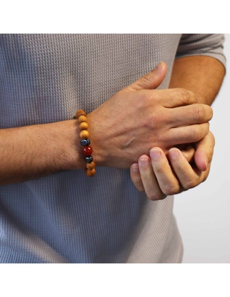 Bracelet cèdre & jaspe rouge – Chakra racine
