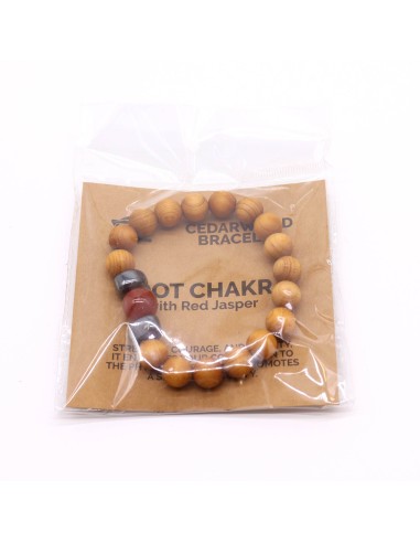Bracelet cèdre & jaspe rouge – Chakra racine