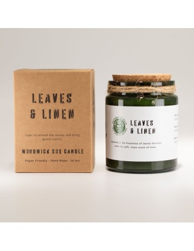 Greenman – Bougie soja Woodwick «Feuilles & lin»