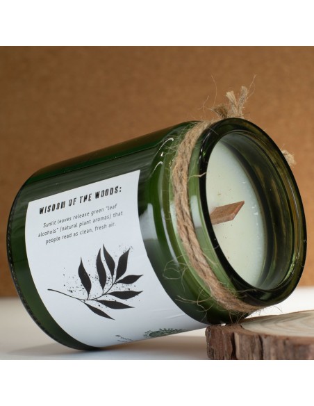 Greenman – Bougie soja Woodwick «Feuilles & lin»