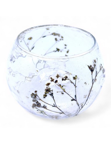 Photophore en verre floral naturel – Bol marguerite