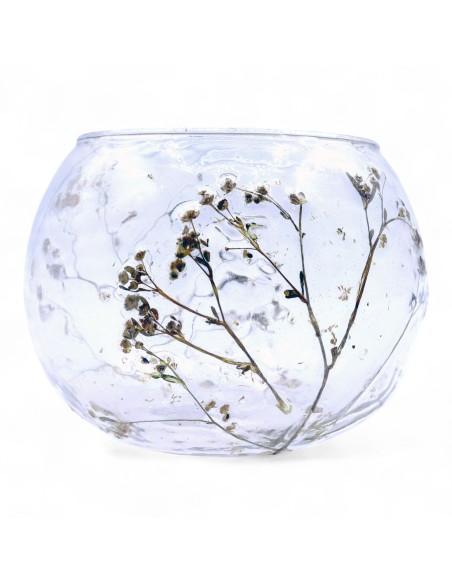 Photophore en verre floral naturel – Bol marguerite