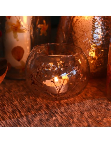 Photophore en verre floral naturel – Bol marguerite