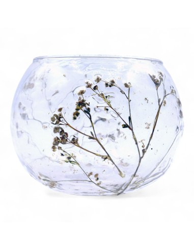 Photophore en verre floral naturel – Bol marguerite