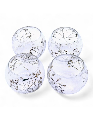 Photophore en verre floral naturel – Bol marguerite