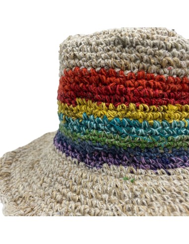 Chapeau de festival bohème en chanvre & coton – Arc-en-ciel