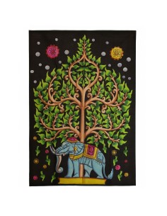 Tenture murale éléphant & Arbre de Vie – Force zen