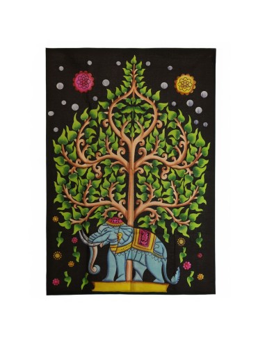 Tenture murale éléphant & Arbre de Vie – Force zen