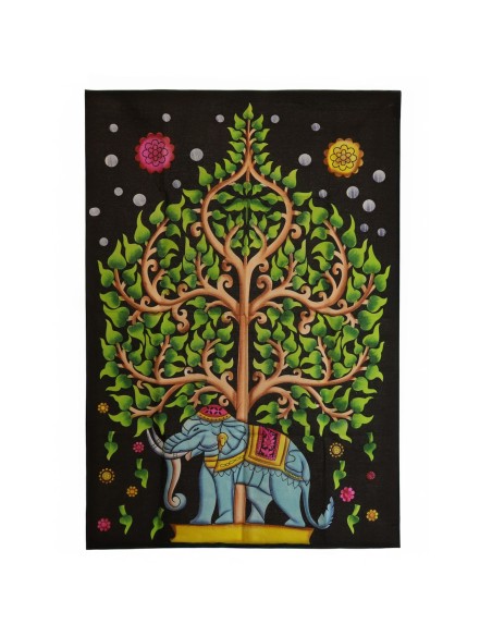 Tenture murale éléphant & Arbre de Vie – Force zen