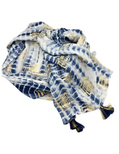 Pareo nomade sari méditerranéen – Bleu tie?dye imprimé