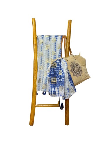 Pareo nomade sari méditerranéen – Bleu tie?dye imprimé