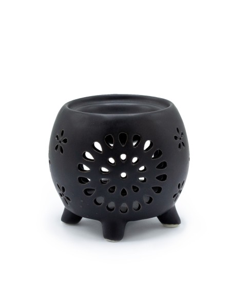 Brûle-parfum effet pot – Noir mat zen