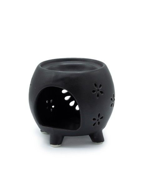 Brûle-parfum effet pot – Noir mat zen