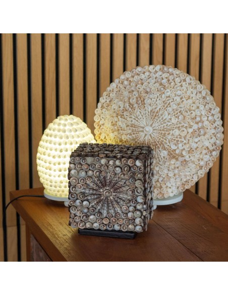 Lampe boho en coquillages – Concha oval zen