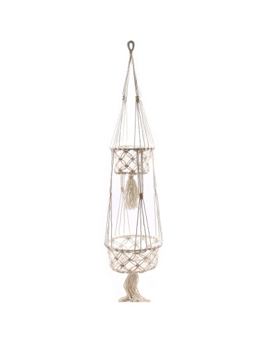 Suspension macramé double pour plantes – Zen végétal